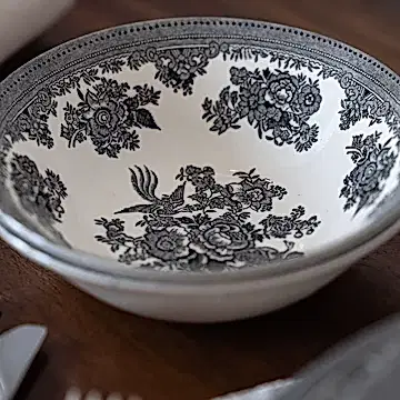 Black & White Asiatic Pheasants Cereal Bowl 16cm/6.3"