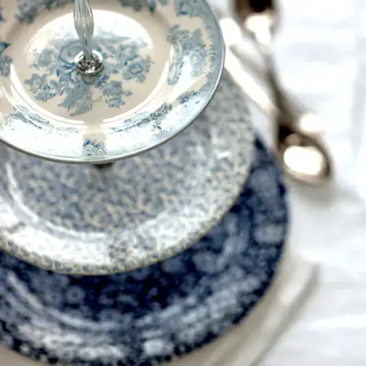 Pale Blue Asiatic Pheasants / Calico / Felicity 3 Tier Cake Stand Gift Boxed