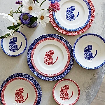Blue Calico Cat Butter Pat