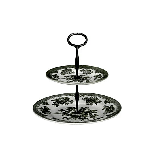 Green Asiatic Pheasants 2 Tier Cake Stand Gift Boxed