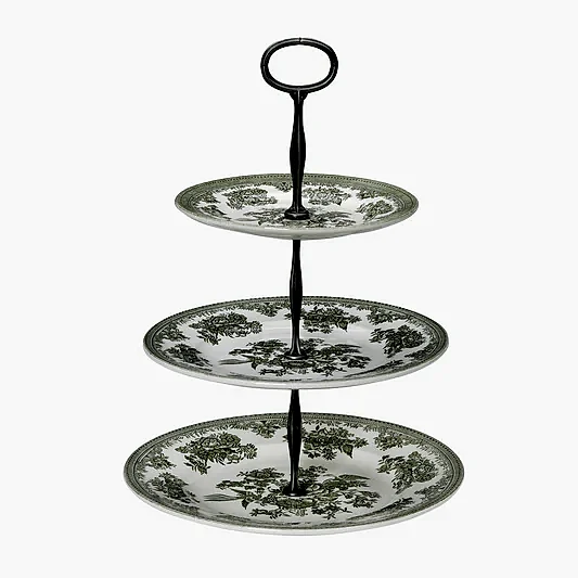 Green Asiatic Pheasants 3 Tier Cake Stand, Gift Boxed