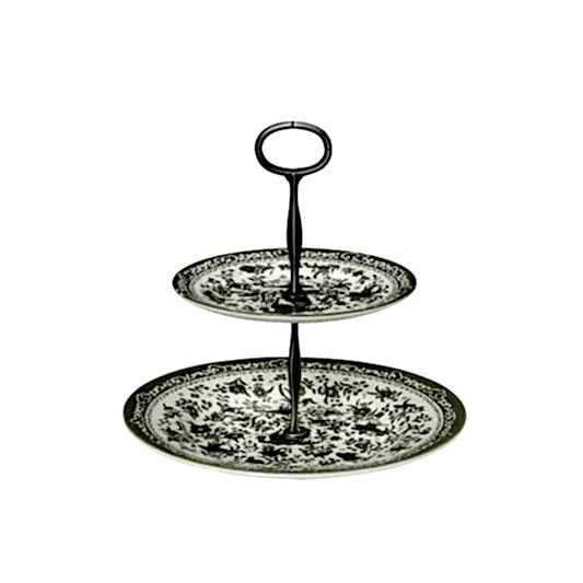Green Regal Peacock 2 Tier Cake Stand Gift Boxed