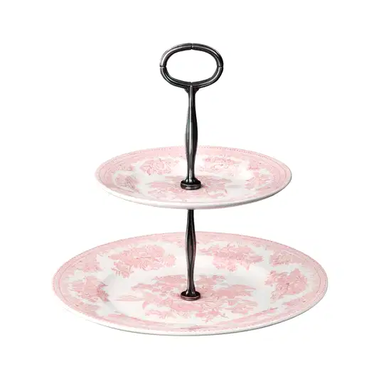 Pink Asiatic Pheasants 2 Tier Cake Stand Gift Boxed