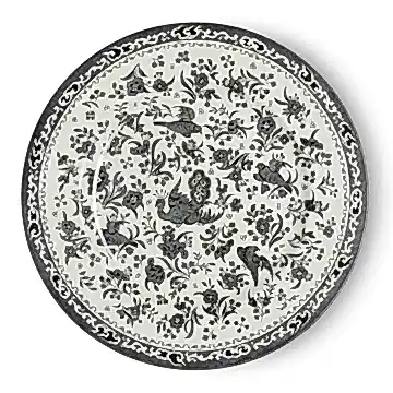 Plate - Black Regal Peacock Plate 25cm/10" Seconds