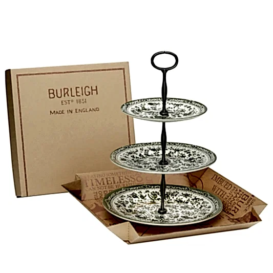 Green Regal Peacock 3 Tier Cake Stand Gift Boxed (17.5cm, 22cm, 25cm)