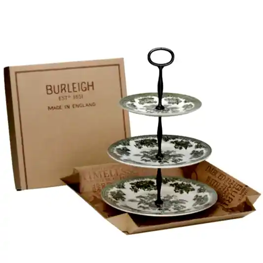 Green Asiatic Pheasants 3 Tier Cake Stand Gift Boxed (17.5cm, 22cm, 25cm)