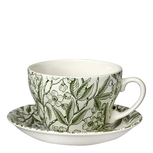 Green Prunus Breakfast Cup & Saucer