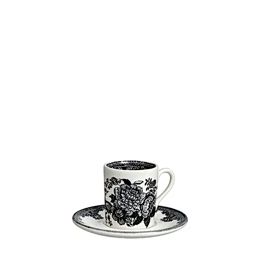 Black & White Asiatic Pheasants Espresso Cup & Saucer