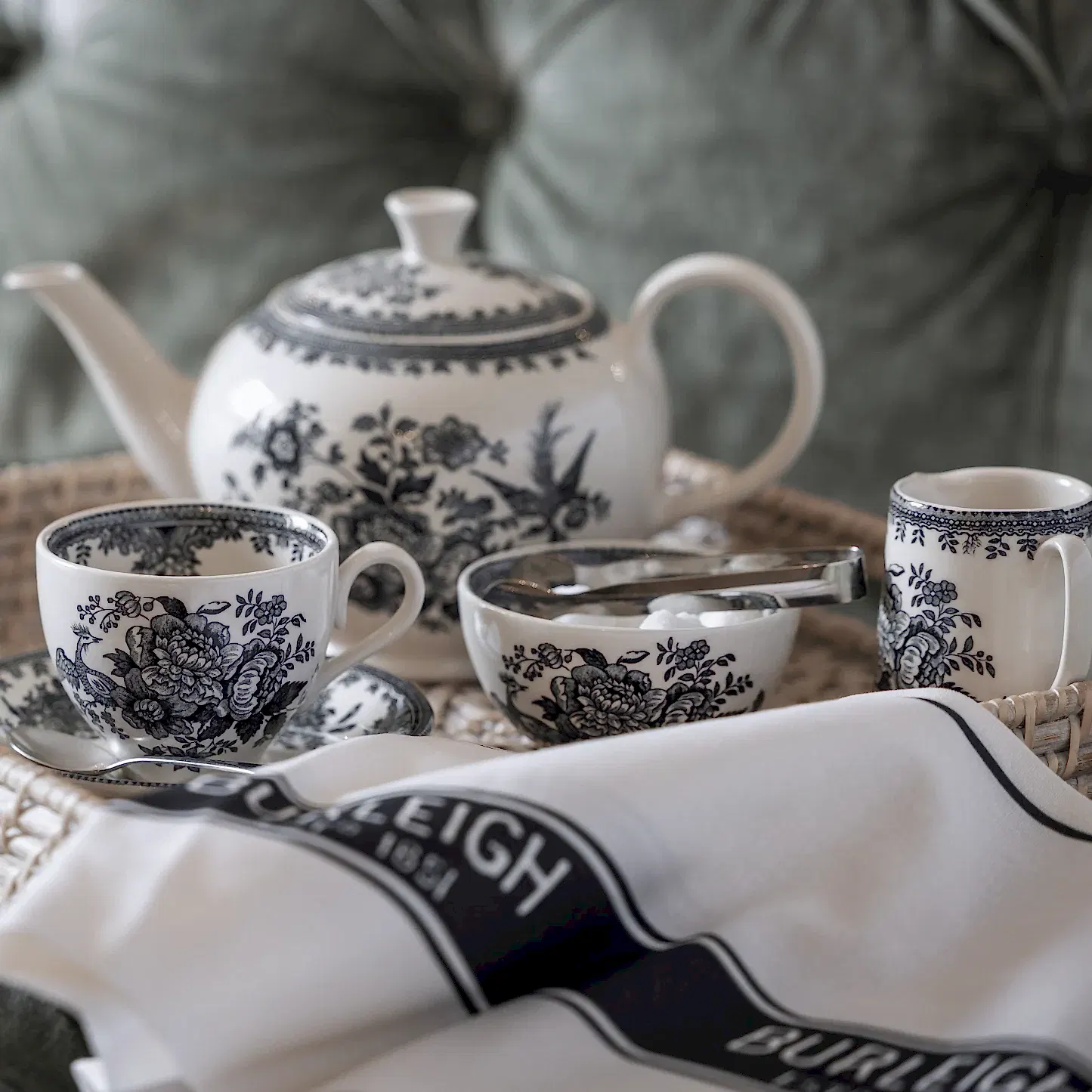 Black & White Asiatic Pheasants Teacup & Saucer