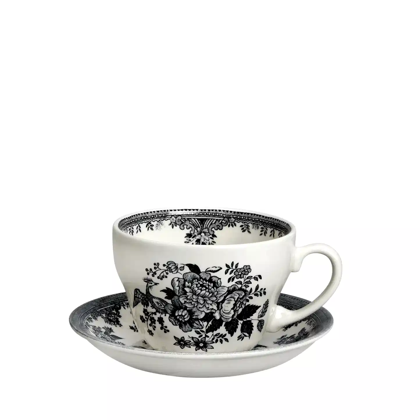 Black & White Asiatic Pheasants Breakfast Cup & Saucer
