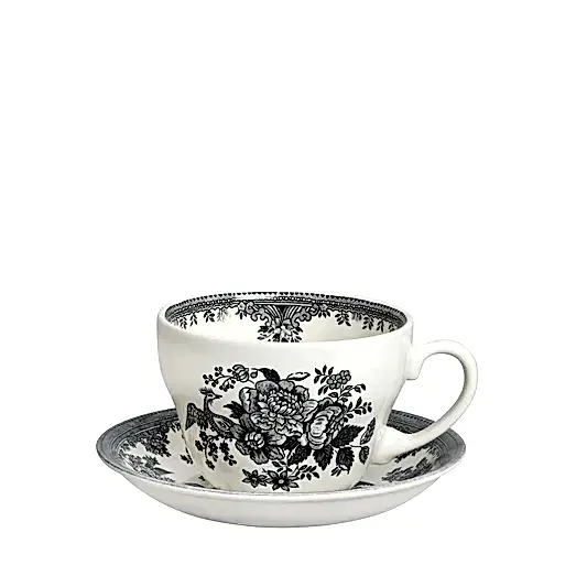 Black & White Asiatic Pheasants Breakfast Cup & Saucer