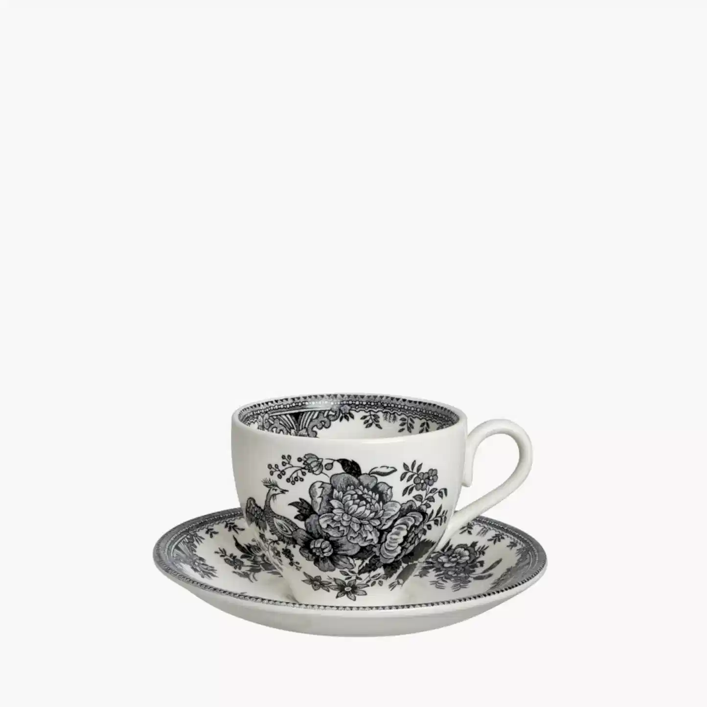 Black & White Asiatic Pheasants Teacup & Saucer