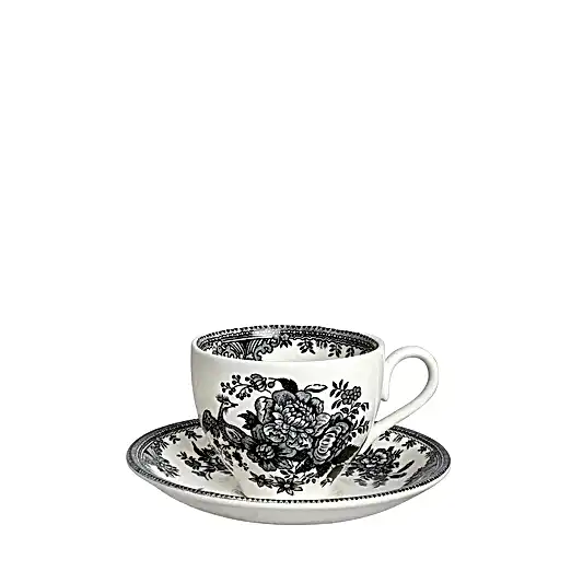 Black & White Asiatic Pheasants Teacup & Saucer