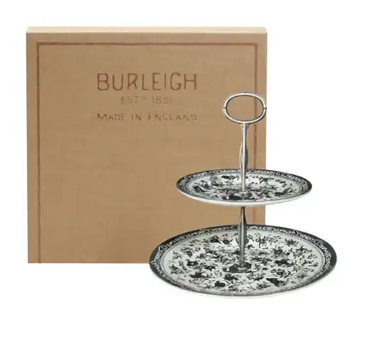 Black Regal Peacock 2 Tier Cake Stand Gift Boxed