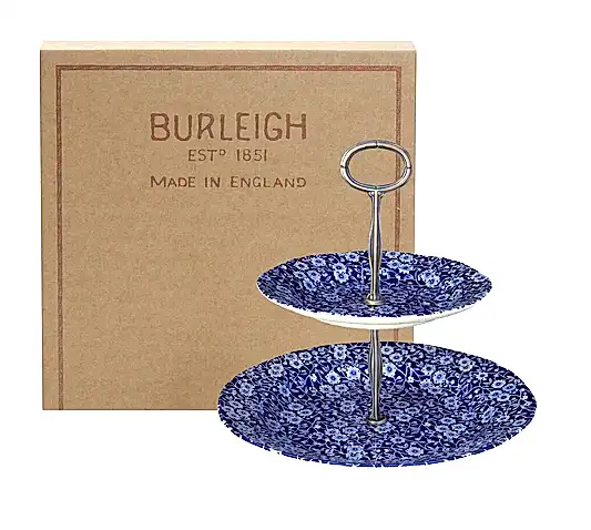 Blue Calico 2 Tier Cake Stand Gift Boxed