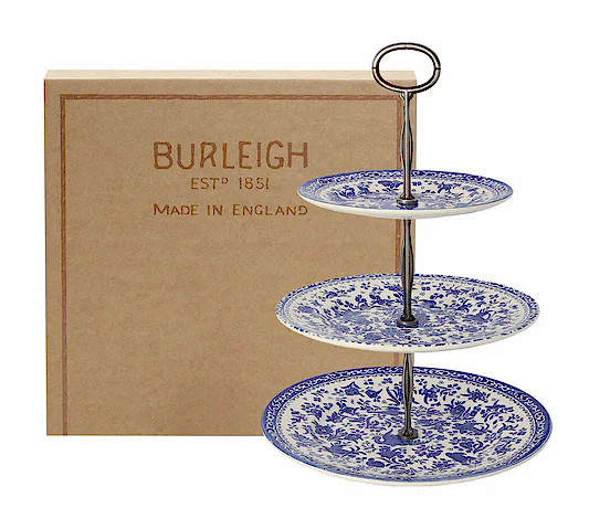 Blue Regal Peacock 3 Tier Cake Stand Gift Boxed