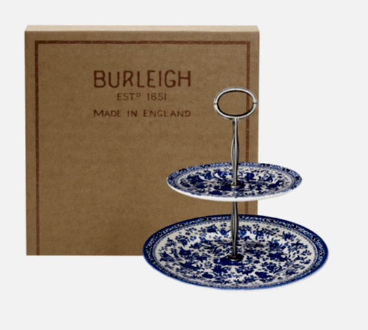 Blue Regal Peacock 2 Tier Cake Stand Gift Boxed