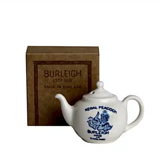 Burleigh Mini Teapot Ornament Apprentice Piece, Blue Regal Peacock