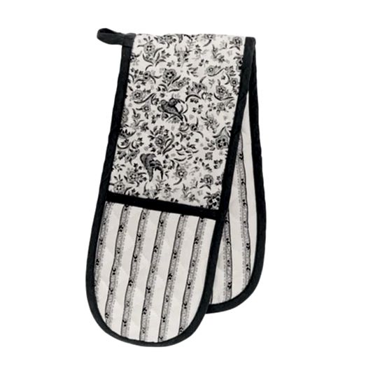 Burleigh x Bedeck of Belfast Charcoal and White Regal Peacock Double Oven Glove