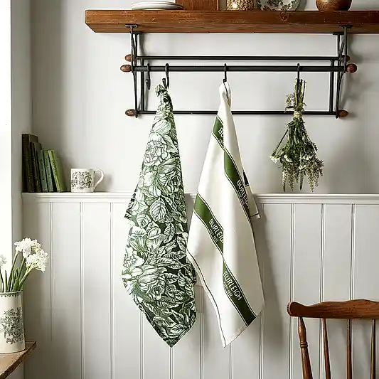Burleigh x Bedeck of Belfast Green Hibiscus Tea Towel, Pack of 2