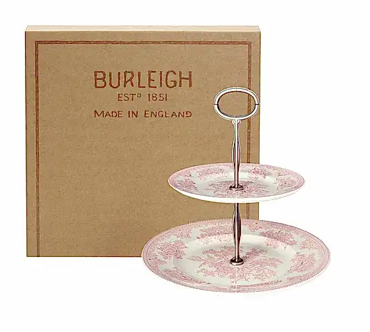 Pink Asiatic Pheasants 2 Tier Cake Stand Gift Boxed