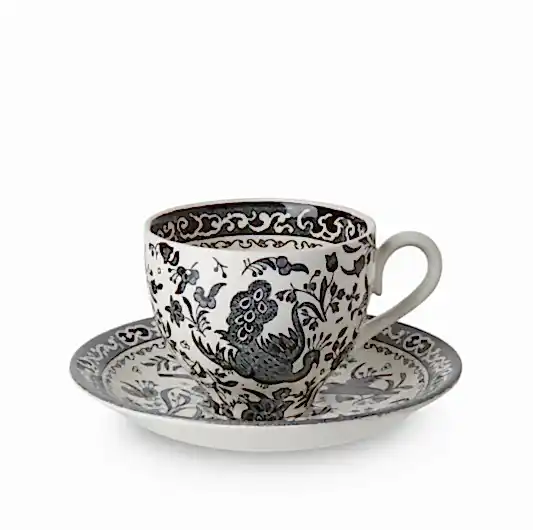 Black Regal Peacock Tea Cup And Saicer