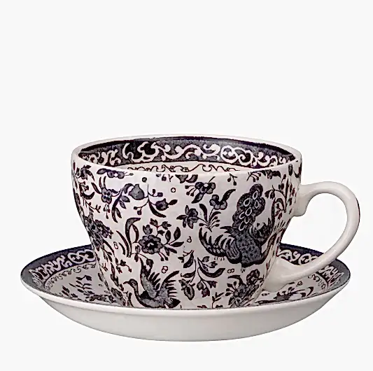 Black Regal Peacock Breakfast Cup & Saucer