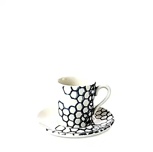 Ink Blue Pollen Espresso Cup and Saucer